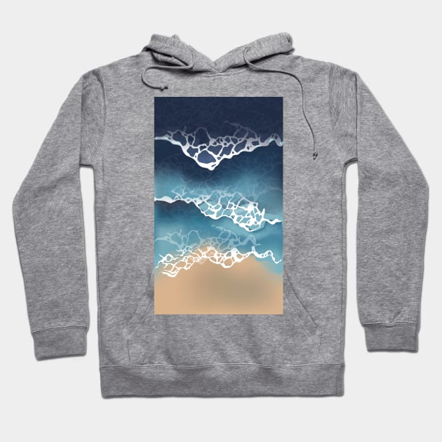 Waves Beach Illustration Hoodie by Mako Design 